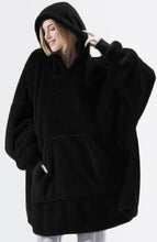 Load image into Gallery viewer, Black Fluffy Blanket Hoodie