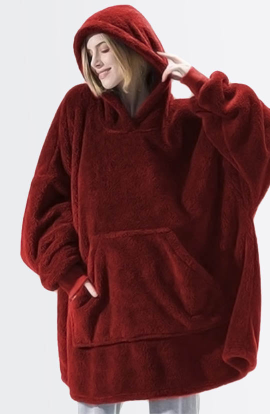 Red Fluffy Blanket Hoodie – Hankets