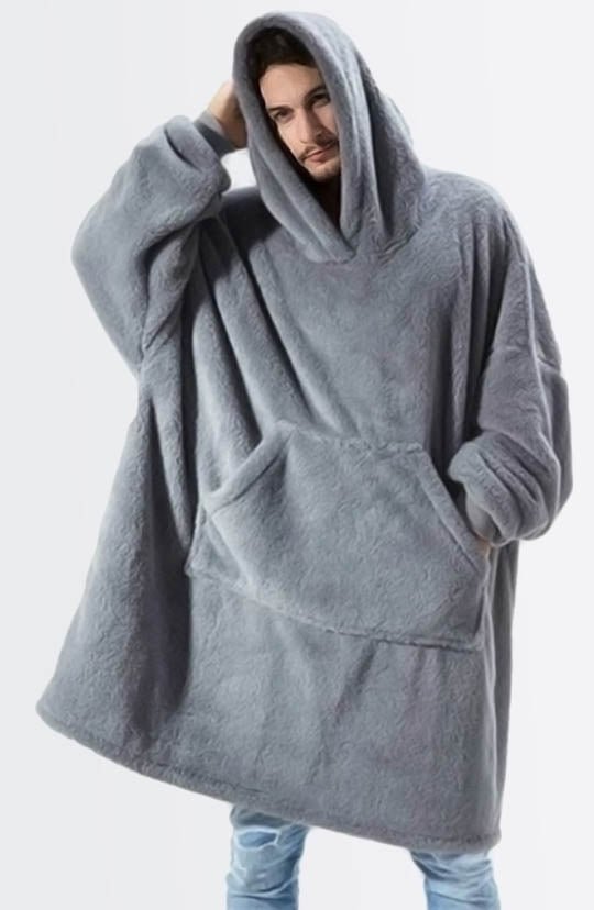 Grey Fluffy Blanket Hoodie