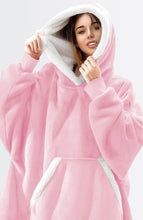 Load image into Gallery viewer, Pink and White Blanket Hoodie
