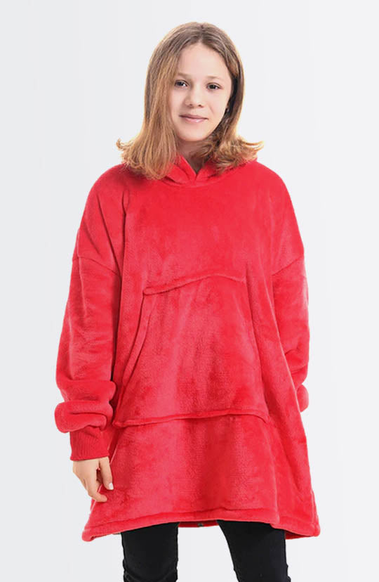 Red Fluffy Blanket Hoodie – Hankets
